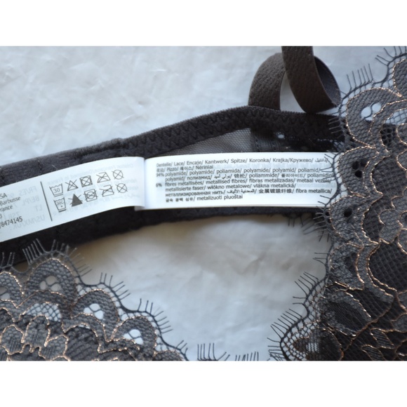 ETAM NWT POETIQUE METALLIC GREY UNDERWIRE PLUNGE PUSH-UP BRA. SIZE 36B - Picture 9 of 11